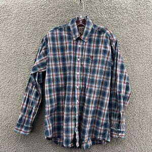 Cinch Western Shirt Mens Small Long Sleeve Button-Down Blue Plaid Cowboy Rodeo